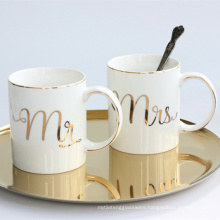 Personalised Wedding Gift 'Mr And Mrs' Ceramic Coffee Mug With Gold Printing.